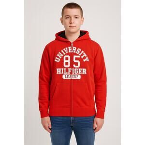 Tommy Hilfiger Boys Full-Zip Hoodie Sweatshirt - Size M (12/14) Orange